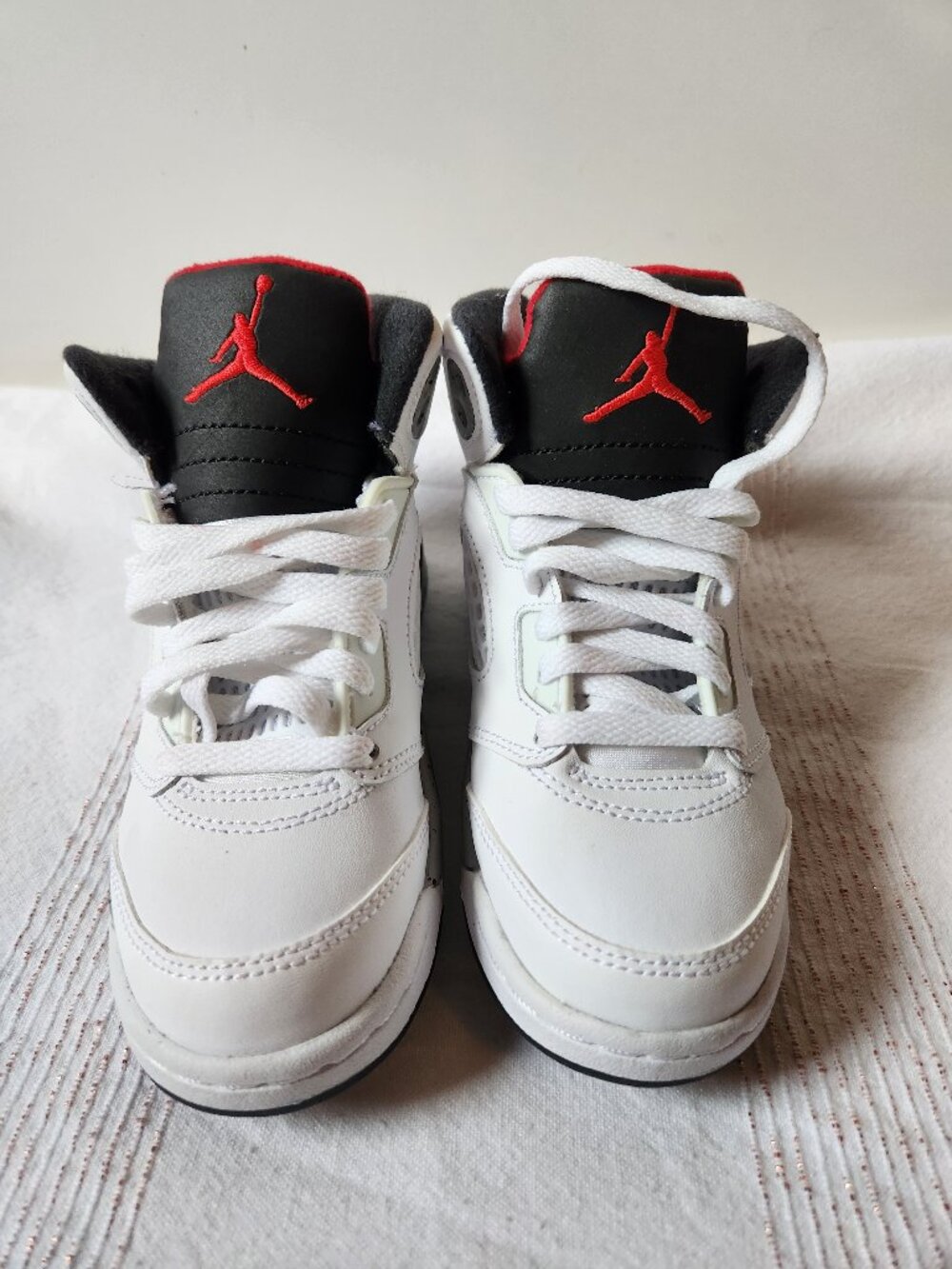 Jordan 5 Retro BP (440889-104) Kids Size 12C White/University Red-Black